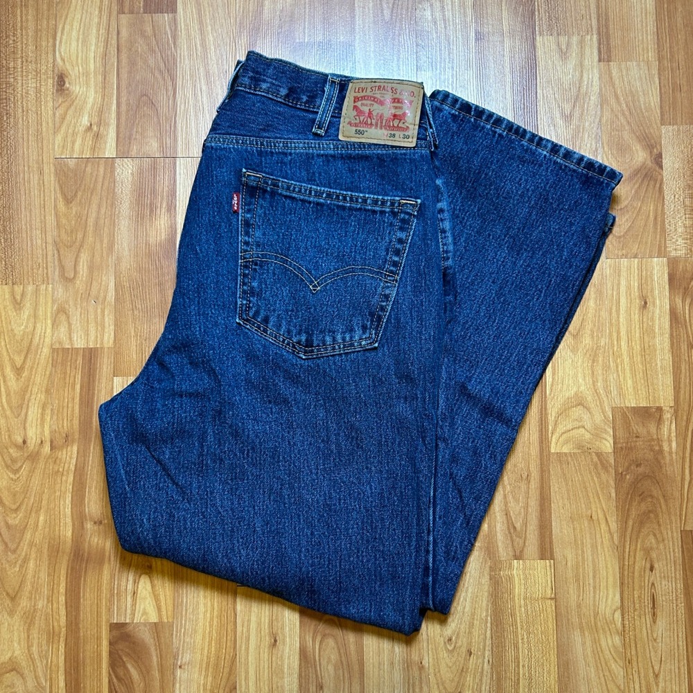Relaxed Fit Levi's Mens 550 Jeans 38x30 Blue Denim